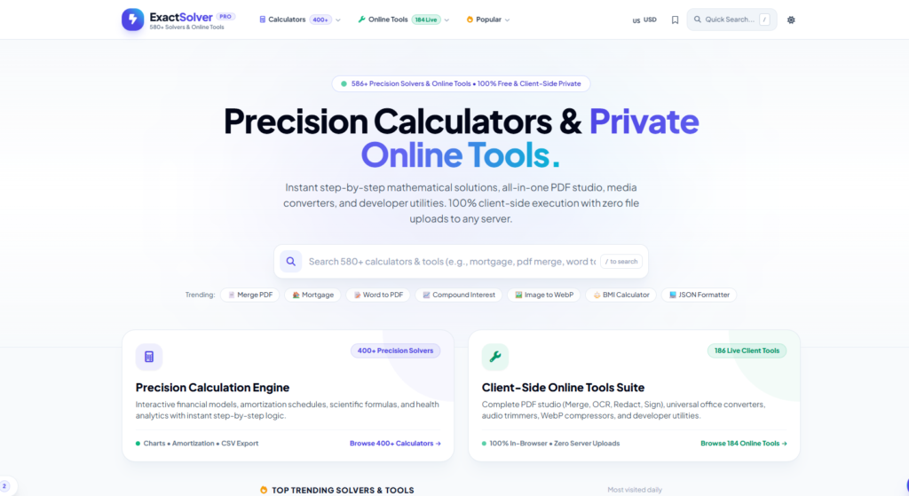 ExactSolver website screenshot