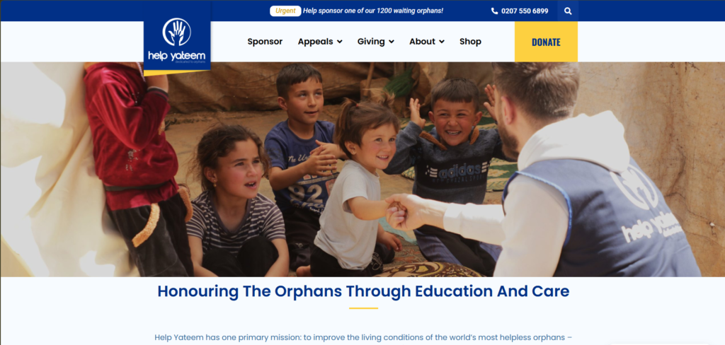 helpyateem.org website screenshot