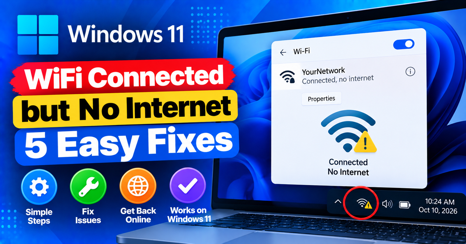 Windows 11 Wi-Fi Connected, No Internet